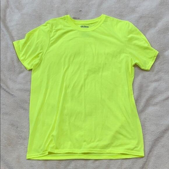 Gildan neon yellow short sleeve crewneck t-shirt | Sz L - Picture 2 of 3